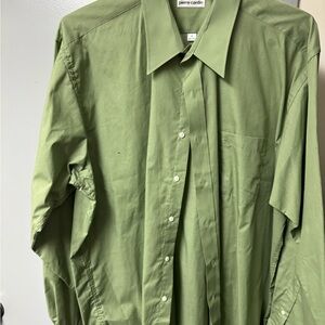 Pierre Cardin Green Dress Shirt with Pointed Collar